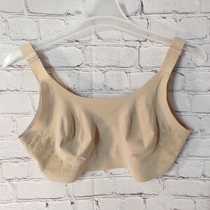 Cacique No Wire Unlined Floral Trim Beige Bra 18/20